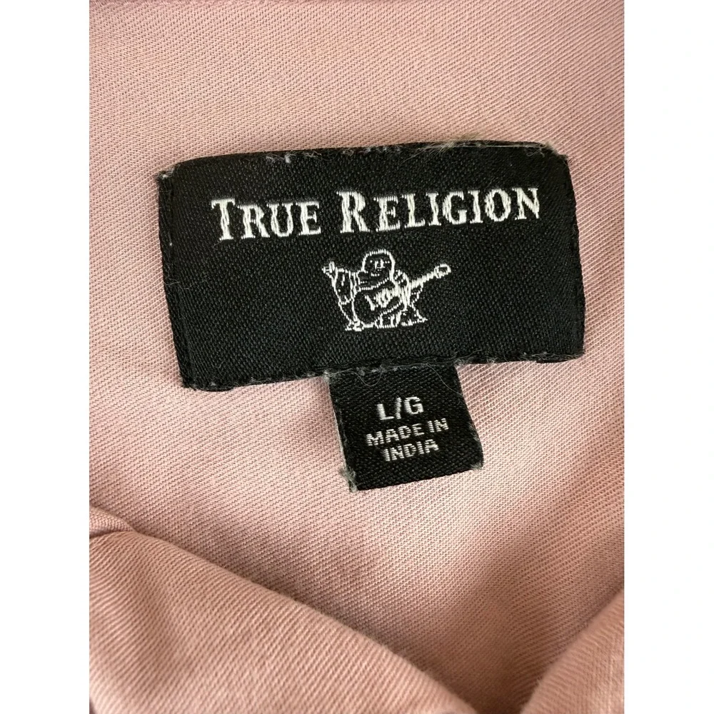 Streetwear Short Sleeve Button Down Shirt Pink‎ Large True Religion